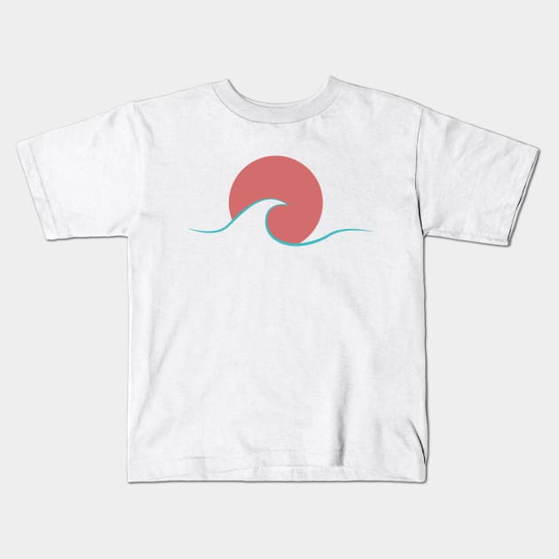 Abstract sunset and wave Kids T-Shirt by JDP Designs